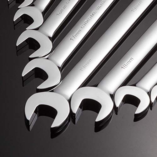 Qnkaa 24pcs Ratcheting Wrench Set with Rollup Pouches Metric (8mm to 19mm) & SAE (1/4" to 7/8") Ratchet Combination Wrenches Set Wrench set Metric and Standard