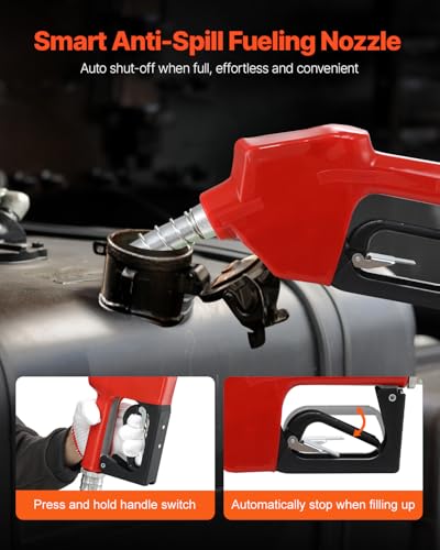 VEVOR Diesel Fuel Transfer Pump Kit, 12V 10 GPM DC with Automatic Shut-off Nozzle and Hose, Portable Electric Self-Priming Fuel Extractor Pump, for Diesel, Kerosene, Machine Oil, and Transformer Oil - size: 12V 10GPM