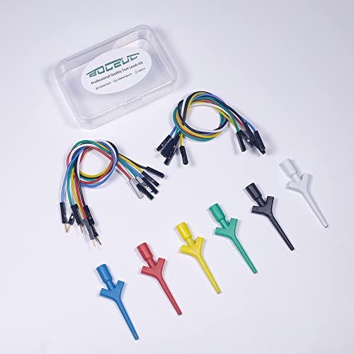 Test Lead Set, Mini Grabber Test Hook Clips Silicone Jumper Wires Cable for Logic Analyzer Electrical Testing, 60 V, 3A(6 Colors 18PCS)
