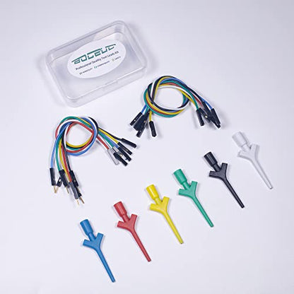 Test Lead Set, Mini Grabber Test Hook Clips Silicone Jumper Wires Cable for Logic Analyzer Electrical Testing, 60 V, 3A(6 Colors 18PCS)