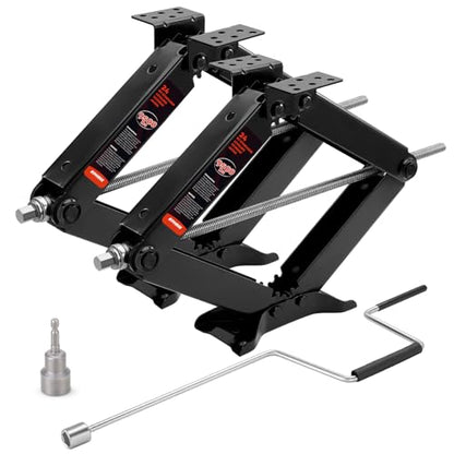 Kohree 9500 lbs RV Stabilizer Jacks 24", Leveling Scissor Jacks for Travel Trailer, Set of 2, Heavy Duty Camper Stabilizer Jacks Kit with Anti-Slip Handle and Drill Socket, Easy to Install - size: 2P-9500-24inch