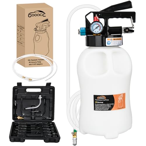 GOOACC Transmission Fluid Pump Kit 10L Automotive Pneumatic Oil Fluid Extractor ATF Refill Dispenser Transfer Pump with 15 ATF Filler Adapters 2.6 Gal 2 Way Vacuum Fluid Evacuator Oil Change Tool Set - size: 10L