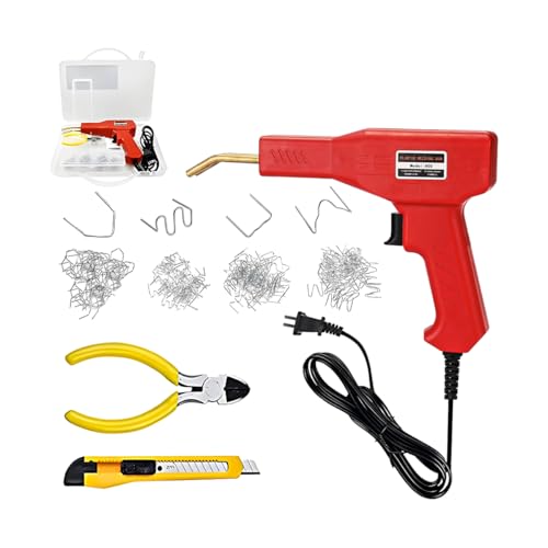 Car Plastic Welder, Vehicle Plastic Welding Kit with 200PCS Hot Welding Staplers ＆ Carry Case, Portable Automotive Bumper Crack Repair Welder Gun Set, Universal for SUV Sedan RV