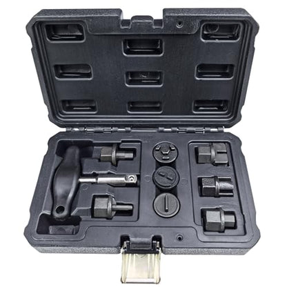 9PCS Oil Drain Plug Wrench Drain Plug Removal Kit Compatible with Audi VW Ford Mercedes BMW Chrysler Lincoln Volvo Mazda GM, Includes 3/8-inch Drive T-Handle and 8pcs Adapters