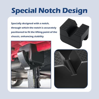 4PCS Car Pinch Weld Jack Pad,Rubber Cars Jack Stand Pads with Grooves & Non-Slip Raised Texture Design,Soft Car Accessories Pinch Weld Jacks Adapter for 2 Ton Jacks