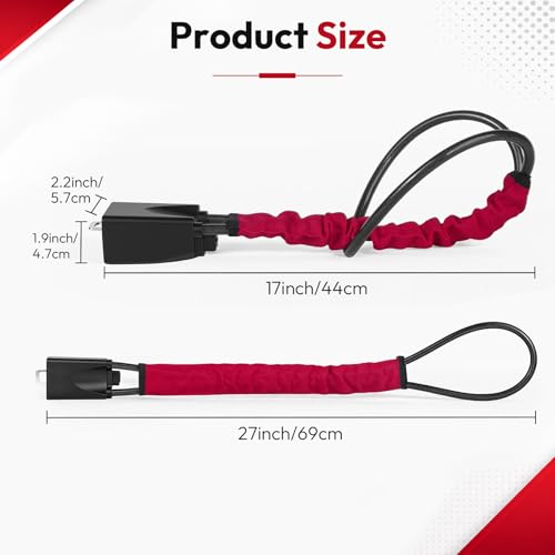 Car Steering Wheel Lock, 2PC Car Anti Theft Device, Seat Belt Lock | Thickened Steel Wire, Max 17” Locking Length, Easy Storage, 3 Keys per set, Fits Most Vehicles, Trucks, SUVs, Vans - color: yellow and red