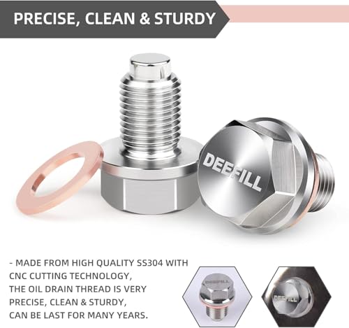1/2"x20 Stainless Steel Magnetic Engine Oil Drain Plug Fit For Buick Chevrolet Chrysler Ford Dodge GMC Select Models - size: 1/2" x 20