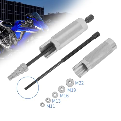 MOTO4U Piston Pin Puller, Plungers Remover Tool Heavy Duty Wrist Pin Puller-Short Skirt Piston Tool with 5 Adapters Piston Bolts (11mm, 13mm, 16mm, 19mm, 22mm) for Small Engine Repairs in Sliver - color: Sliver