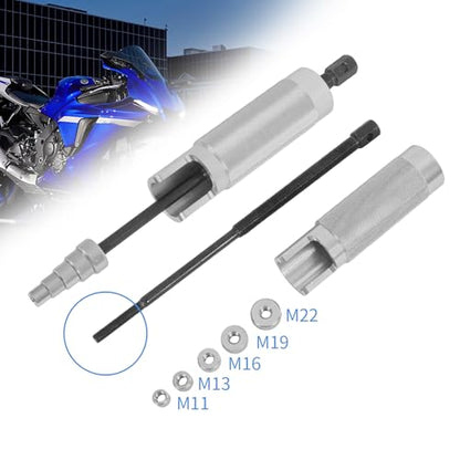 MOTO4U Piston Pin Puller, Plungers Remover Tool Heavy Duty Wrist Pin Puller-Short Skirt Piston Tool with 5 Adapters Piston Bolts (11mm, 13mm, 16mm, 19mm, 22mm) for Small Engine Repairs in Sliver - color: Sliver