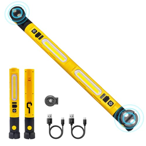 Under Hood Work Light Bar,Rechargeable Magnetic LED Work Light with 180° Swivel Head and 360° Rotating Hook, Under-Hood Work Light Strip, Ideal for Repair, Garage, Workshop, Camping