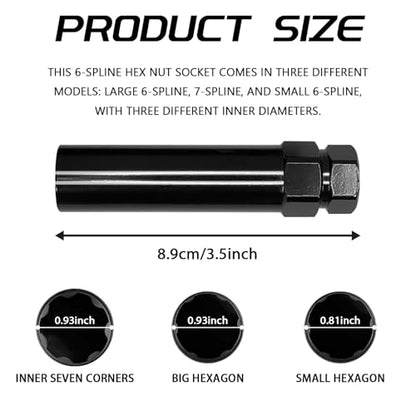 Small 6 Spline Lug Nut Socket, Wheel Lock Removal Kit for 19 mm (3/4 Inch) & 21 mm (13/16 Inch) Hex Socket Wrench, Wheel Lock Key Replacement for Aftermarket 6 Spline Lug Nut