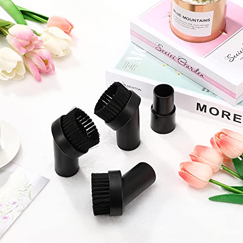 Honoson 3 Pcs 25 mm Vacuum Brush Attachment Round Dust Brush with 1-1/4 to 1-3/8 Inch Hose Adapter for 1.25 Inch Cleaner Vacuum Attachment Soft Bristle Replacement(PP Material)