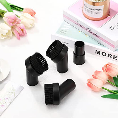 Honoson 3 Pcs 25 mm Vacuum Brush Attachment Round Dust Brush with 1-1/4 to 1-3/8 Inch Hose Adapter for 1.25 Inch Cleaner Vacuum Attachment Soft Bristle Replacement(PP Material)
