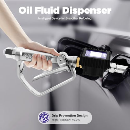Electronic Oil Metering Gun, Digital Oil Control Valve Meter Nozzle, Pneumatic Oil Gun Quantitative Fueling Gun Oil Gun with Gauge, Control Valve Fuel Oil Transfer Gun - color: Style-A