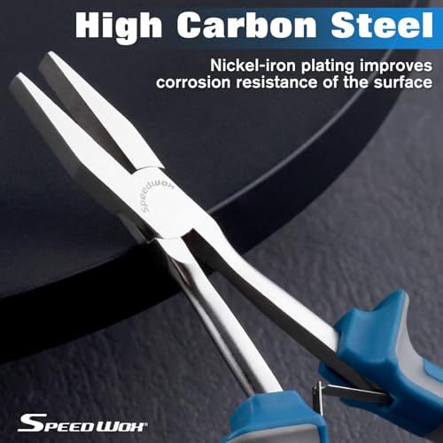 SPEEDWOX 6 Inches Long Reach Flat Nose Pliers Smooth Jaws Duckbill Pliers | Precision Duck Bill Fine Pliers for Hard to Reach Narrow Spaces, High Leverage, Non-slip Handles Small Plier Thin Long Handle - style: Flat Nose Pliers