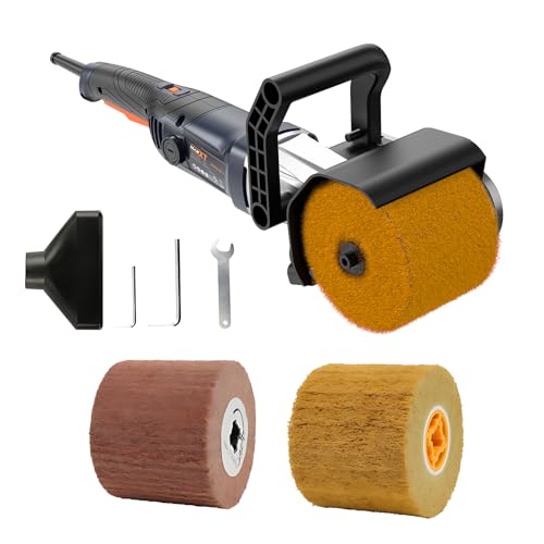 MAXXT Burnishing Polishing Machine, 1300w Surface Conditioning Tool, 6 Speed Variable 3200RPM Motor Drum Machine Grinder, Handheld Electric Stainless Steel Polisher With 3 Polishing Wheels - size: R7402