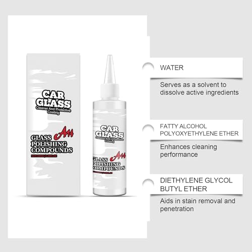 Glass Polishing Compound 100ml Cleaning Agent | Windshield Glass Stain Remover for Car Paint Auto Detailing Window Remove Water Spots Restore Clarity