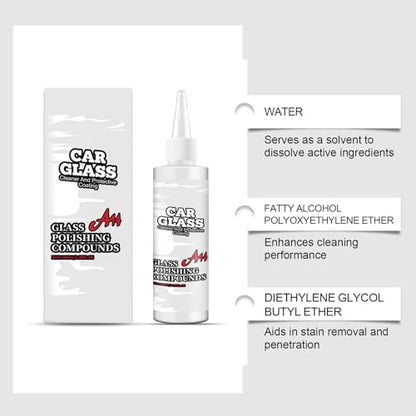 Glass Polishing Compound 100ml Cleaning Agent | Windshield Glass Stain Remover for Car Paint Auto Detailing Window Remove Water Spots Restore Clarity
