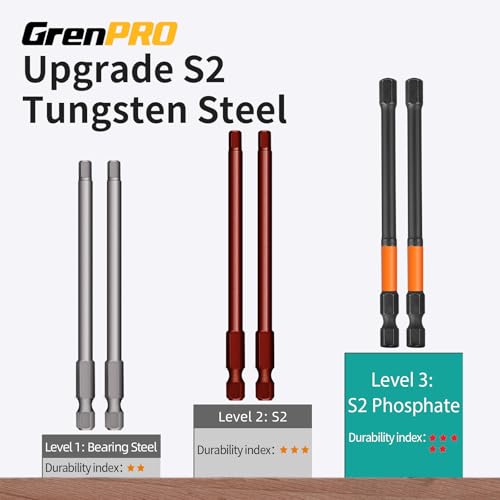 GRENPRO Allen Wrench Drill Bit Set 22pcs Hex Bit Set，Impact Driver Bit Set，Screwdriver Bit Set，Allen Wrenches Sets，Allen Socket Set，4" Long Metric&SAE 1/4" Hex Shank Magnetic Allen Key Drill Bits Sets - size: 4" 22pcs(Metric&SAE)