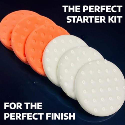 Smart Foam Pads Dual Action 5.5 inch Cut and Polish Combo (3-White, 3-Orange, 5.5 inch) | Perform 2-Step Compounding/Polishing Automotive Paint Correction Detail with Ease!