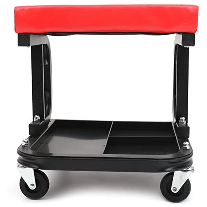 Rolling Creeper Seat (300 lbs Capacity) | Fit for Garage Shop Workshops Padded Mechanic Stool with Tool Tray