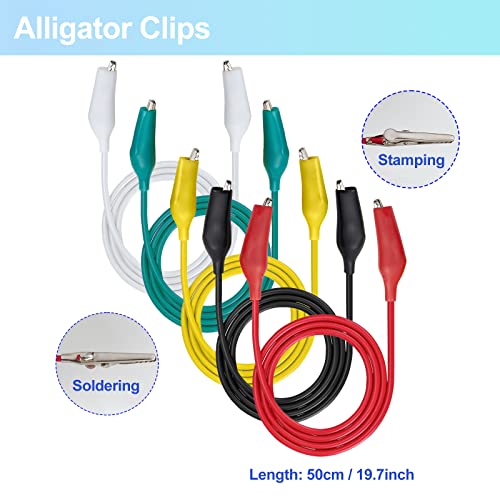 Makeronics 2 Wires 30FT 18AWG Retractable Test Leads with Roll-up Storage Pouch and Dual Ended Electrical Alligator Clips Test Probe Lead Wire Cables for Circuit Connection/Electrical Testing