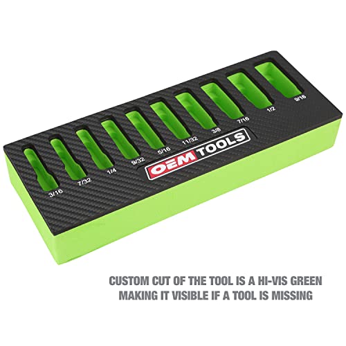 OEMTOOLS 23985 10 Piece 1/4" Drive Deep Socket Set, SAE Sizes 3/16"-9/16", Rust-Resistant 1/4 Drive Socket Set, EVA Storage Tray, Heat-Treated Alloy Steel Sockets - style: 1/4" SAE