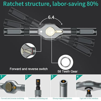 24 in 1 Magnetic Screwdriver Set, DIY Ratchet Screwdriver Set, Multi Bit Magnetic Drive Set with Detachable Ratchet Handle, Portable Precision Repair Tool Kit for Furniture Computer Bicycle