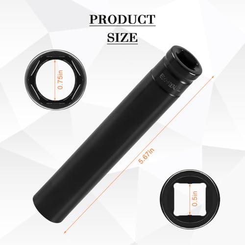 3/4" Truck Cage Bolt Socket Tool, Extra Deep Heavy Duty 1/2" Drive Removal Puller with OEM# 800921 Cage Bolt, Vehicle Impact Socket for Air Brakes, Universal Fit