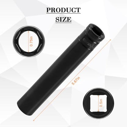3/4" Truck Cage Bolt Socket Tool, Extra Deep Heavy Duty 1/2" Drive Removal Puller with OEM# 800921 Cage Bolt, Vehicle Impact Socket for Air Brakes, Universal Fit