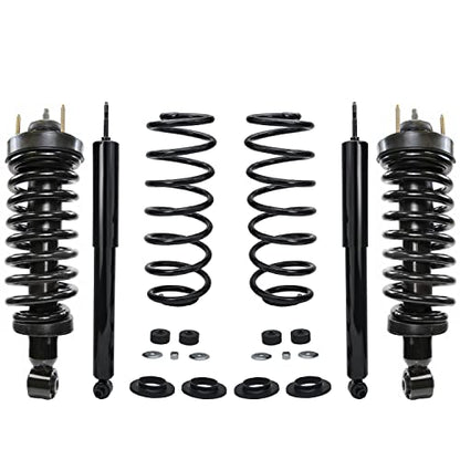 Detroit Axle - 4pc Struts for Ford 2003-2011 Crown Victoria Mercury Grand Marquis, Front Rear Struts & Coil Spring Assembly 2004 2005 2006 2007 2008 2009 2010 Replacement Suspension Shock Absorbers - size: 4Q47390/ Big strut kit