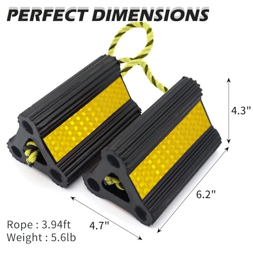 RV Wheel Chocks for Trailers Camper Trucks and Small Aircraft Wheel Chock 4Pair8Pack Wheel Chock Block with 3 Reflective Strips Versatile Heavy Duty Solid Rubber Wheel Immobilizers & Chocks - size: 6.21"4pair8pack