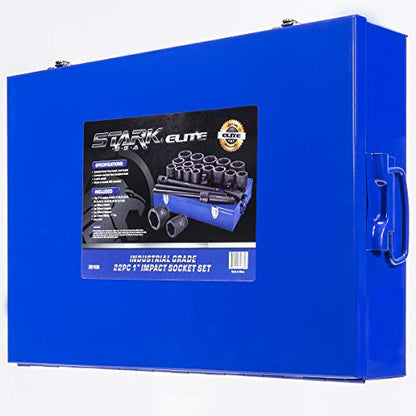Stark USA 21-Piece Jumbo Metric Impact Socket Set, 1-Inch Drive Deep Impact Sockets 27mm-80mm with 1" Drive Extension Bar, Heavy-Duty CR-MO Steel Socket Set, Storage Carrying Case - style: 21pcs Metric Impact Socket Set (27mm to 80mm)