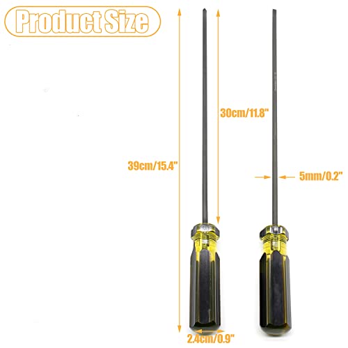 2Pcs 39cm / 15.4 Inches Long Screwdriver Set | Phillips Screwdriver, Slotted Screwdriver, Flat Head, Magnetic Tip Cross Head