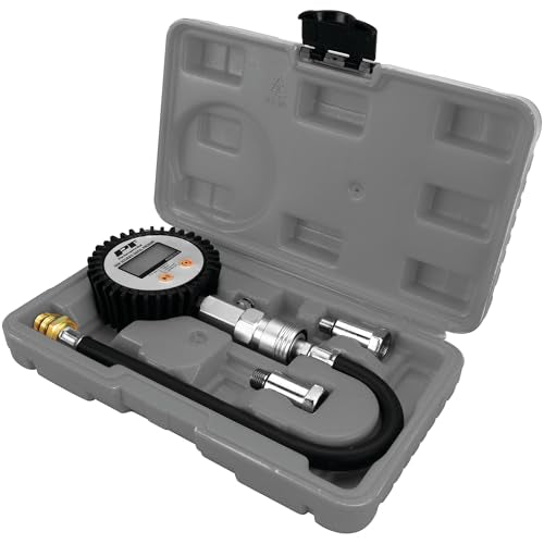 Performance Tool W89747 Digital Compression Tester - Accurate Diagnosis for Engine Performance, 300 PSI Gauge, Quick Disconnect Fitting, Stepped Adapters, Auto Shut-Off, Battery Included - style: Digital Compression Tester