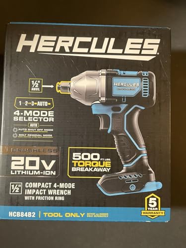 20V Brushless Cordless, 1/2 in. Compact, 4-Mode Impact Hercules Wrench with Friction Ring – Tool Only