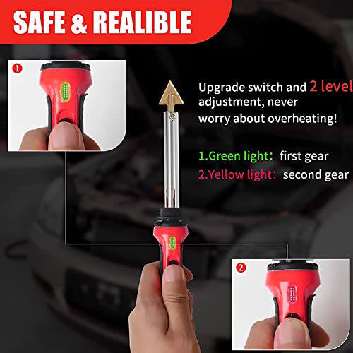 100W Plastic Welding Kit Soldering Iron, Professional Plastic Welder Fast Heating Plastic Soldering Iron Kit with ON/OFF Switch and Indicator Surface Repair Tool for DIY Car Bumper Dashboard Repair