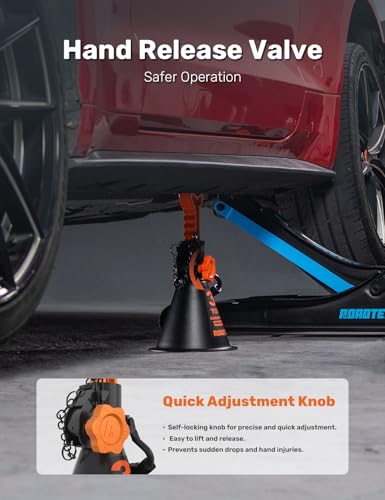 Jack Stands, 3 Ton (6,000 lbs) Heavy Duty Car Jack Stands with Integrated Steel Base and Double Locking, 11-1/4 to 16-9/16 inch Adjustable Height, for SUV, Truck, and Car, 1 Pair - size: 3 Ton | Standard
