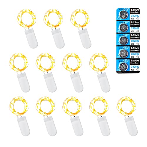 Etinga 12 Pack Fairy Lights Battery Operated String Lights, 10 LED on 3.3ft Silvery Copper Wire,High Brightness for Wedding Christmas Flowers Gift Box Decoration (12 Pack, Warm White) - color: Warm White, size: 12 Pack