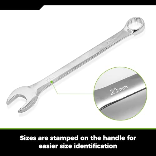 Der Erwachte Large Wrench Set with Rolling Pouch, Metric, 5-Piece, 23mm, 24mm, 26mm, 27mm, 30mm, 12 Point, Chrome Vanadium Steel - size: 5 Piece Metric 23-30mm