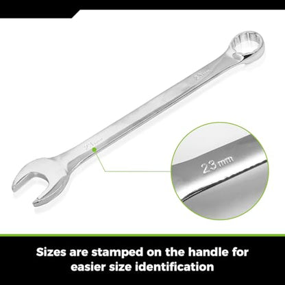 Der Erwachte Large Wrench Set with Rolling Pouch, Metric, 5-Piece, 23mm, 24mm, 26mm, 27mm, 30mm, 12 Point, Chrome Vanadium Steel - size: 5 Piece Metric 23-30mm