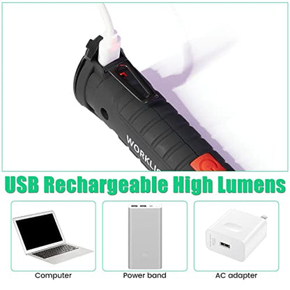 Tuanse LED Rechargeable Work Light with Magnetic Base Hanging Hook, 360° Rotate Magnetic Flashlights for Mechanics Car Repair Home Garage Camping, Tool Gifts for Men Dad Father(6 Pcs,Large and Small) - size: Large and Small