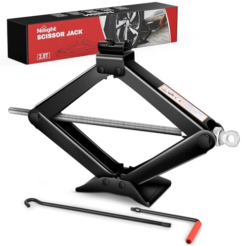 Nilight Scissor Jack for Car 2 Ton (4409 lbs), Heavy Duty Steel Scissor Lift Jack Car Kit with Crank Handle for Sedan SUV MPV Tire Changing, 3.9''-15.7'' Lifting Range Portable Small Jack, Black - size: 2T with Crank Handle, Black