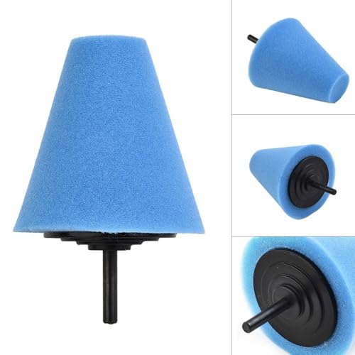 Blue Cone Shaped Polishing Sponge Pad for Car Wheels - Tapered Foam Buffer Attachment Drill Accessory Auto Detailing Kit 72mm
