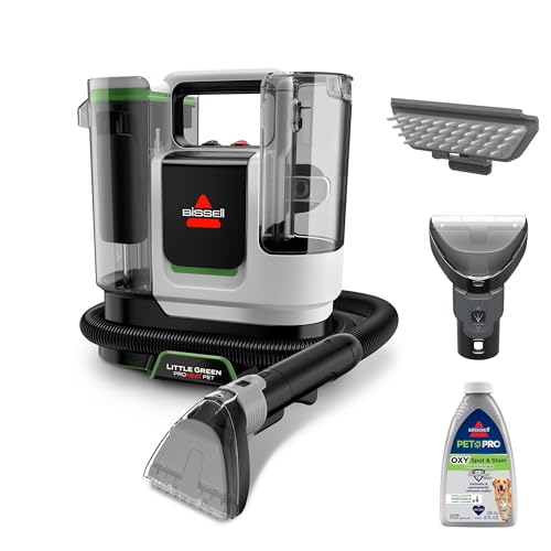 BISSELL Little Green ProHeat Pet Portable Deep Cleaner, 3969 | Heated cleaning technology; Pet Pro Oxy Triple Action Formula included; self-cleaning tough stain tool - style: Little Green ProHeat