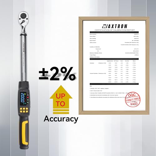 1/2" Drive Digital Torque Wrench, 4.4-147.5 ft-lb, SAE and Metric | ±2% Accuracy Electronic Torque Wrench with 72-Tooth Ratchet, Buzzer and LED Indicator, for Automotive, Car, Motorcycle - size: 1/2" 200Nm Wrench
