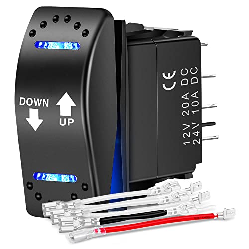Nilight Down Up Polarity Reverse Switch DPDT 20A 7PIN Momentary Rocker ON/Off/ON 12V 24V Toggle Jumper Wires for Control Motor Hoist, Crane, Linear Actuator - color: Momentary Down Up Switch