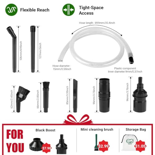 EZ SPARES 1-1/4" Micro Crevice Kit, Keyboard Car Vent Tools with Bag | Boosts suction in tight gaps and corners. Great for wood dust, pet hair, keyboard, car vents. Storage pouch included.