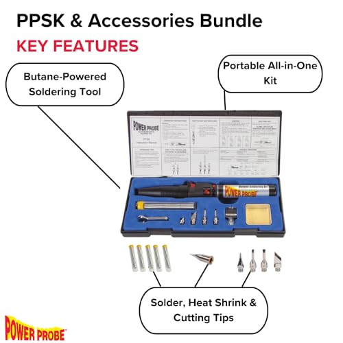 Power Probe Butane Soldering Kit with Tips & Solder Bundle