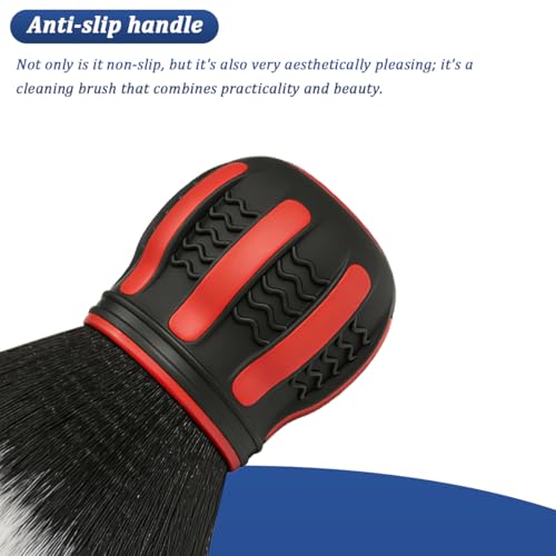 Car Detailing Brush, Ultra Soft Vehicle Handle Synthetic Brush with Storage Rack, Automotive Interior Dusting Cleaning Tool for Air Conditioner Vents Dashboard, Universal Fit (Red) - color: Red